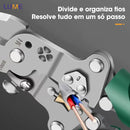 Alicate multifuncional dobrável para decapagem de fios com teste elétrico.